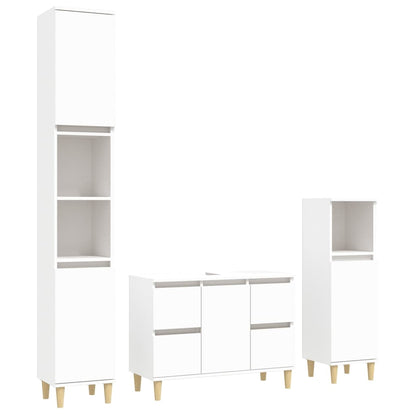 vidaXL 3 Piece Bathroom Furniture Set White Engineered Wood 2