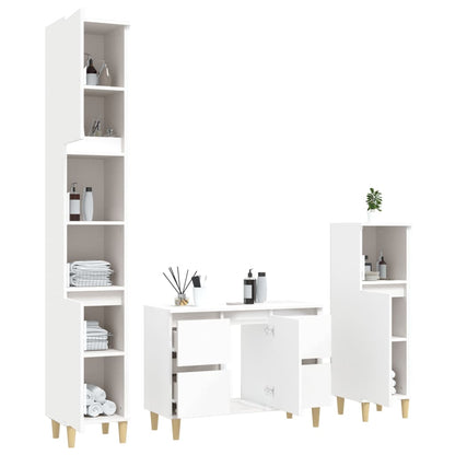vidaXL 3 Piece Bathroom Furniture Set White Engineered Wood 4