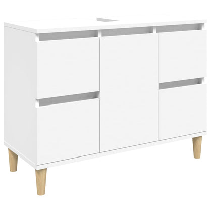 vidaXL 3 Piece Bathroom Furniture Set White Engineered Wood 5