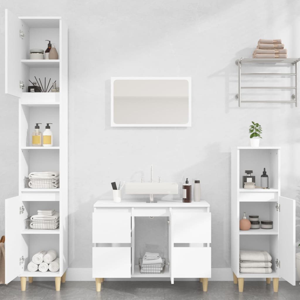 vidaXL 3 Piece Bathroom Furniture Set White Engineered Wood 1