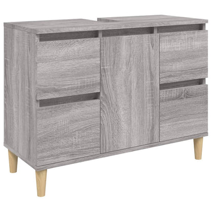 vidaXL 3 Piece Bathroom Furniture Set Grey Sonoma Engineered Wood 5