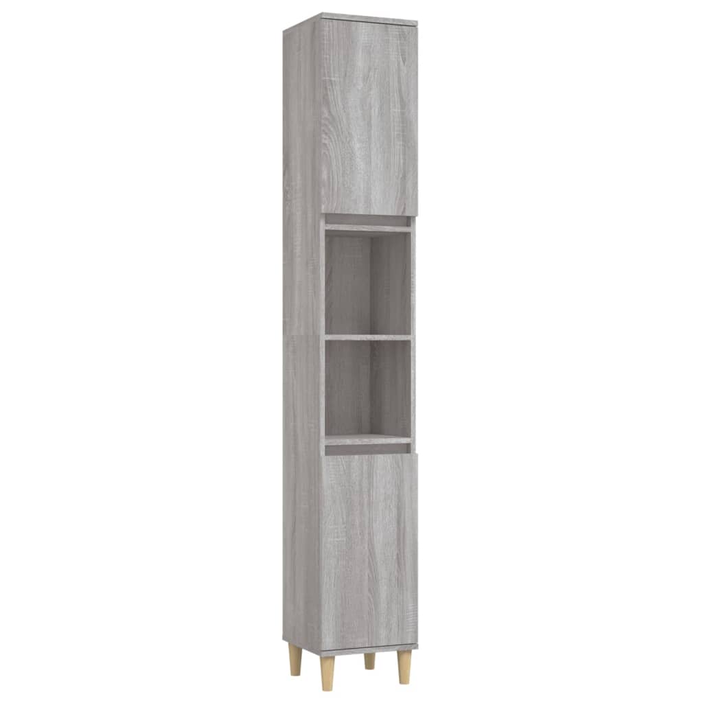 vidaXL 3 Piece Bathroom Furniture Set Grey Sonoma Engineered Wood 6