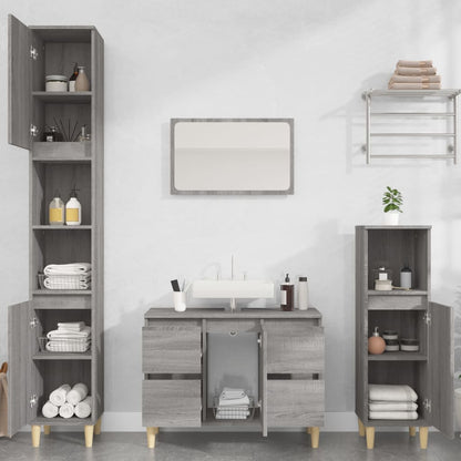 vidaXL 3 Piece Bathroom Furniture Set Grey Sonoma Engineered Wood 1