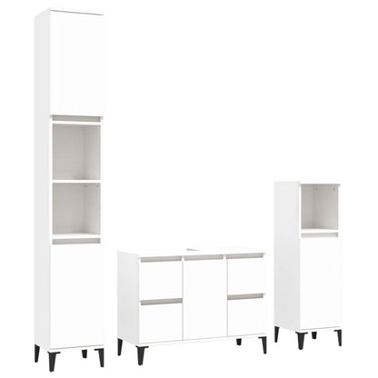 vidaXL 3 Piece Bathroom Furniture Set White Engineered Wood 2