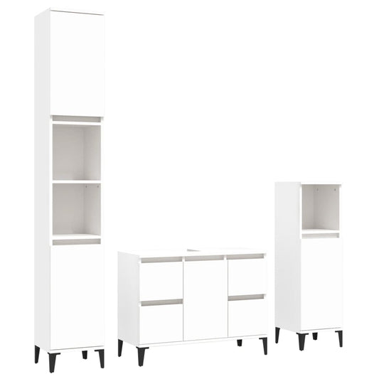 vidaXL 3 Piece Bathroom Furniture Set White Engineered Wood 2