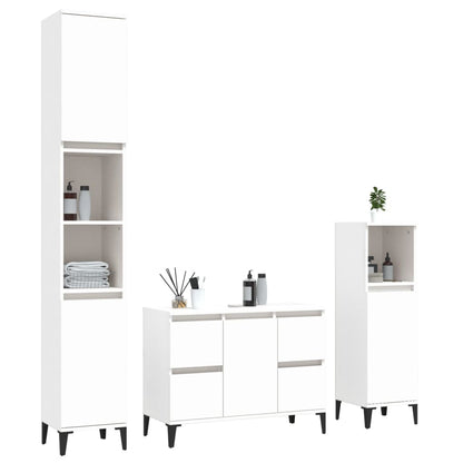 vidaXL 3 Piece Bathroom Furniture Set White Engineered Wood 3