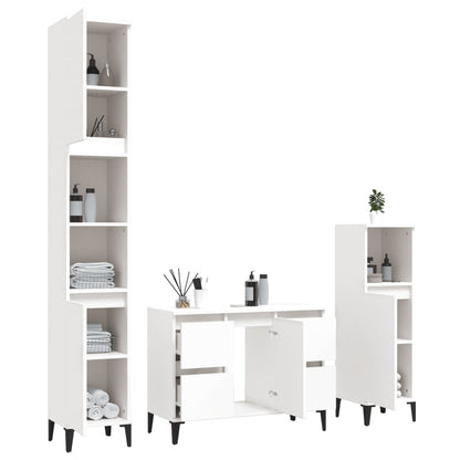 vidaXL 3 Piece Bathroom Furniture Set White Engineered Wood 4