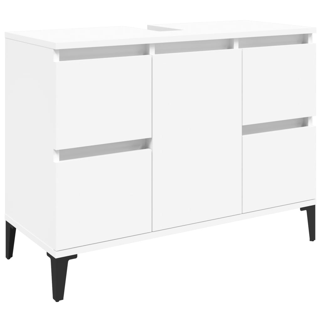 vidaXL 3 Piece Bathroom Furniture Set White Engineered Wood 5