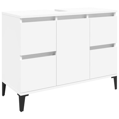 vidaXL 3 Piece Bathroom Furniture Set White Engineered Wood 5
