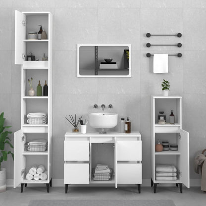vidaXL 3 Piece Bathroom Furniture Set White Engineered Wood 1