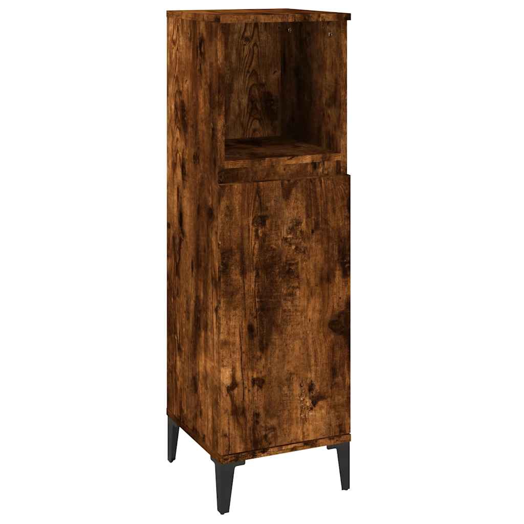 vidaXL 3 Piece Bathroom Furniture Set Smoked Oak Engineered Wood 5