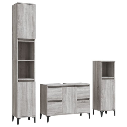 vidaXL 3 Piece Bathroom Furniture Set Grey Sonoma Engineered Wood 2