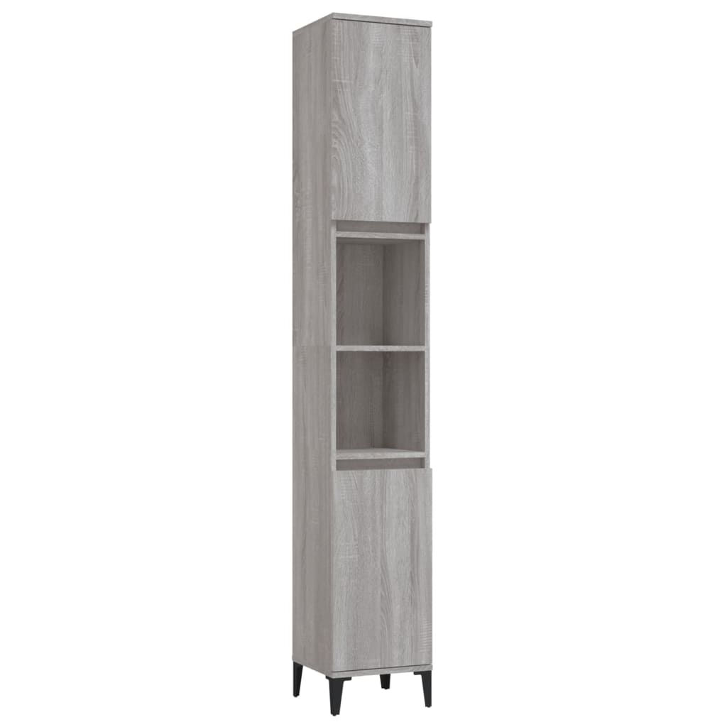vidaXL 3 Piece Bathroom Furniture Set Grey Sonoma Engineered Wood 6