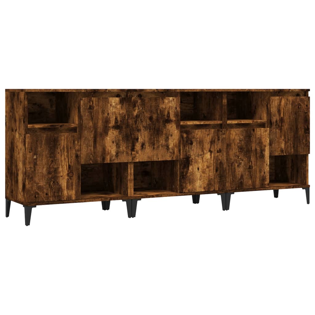 vidaXL Sideboards 3 pcs Smoked Oak 60x35x70 cm Engineered Wood 2