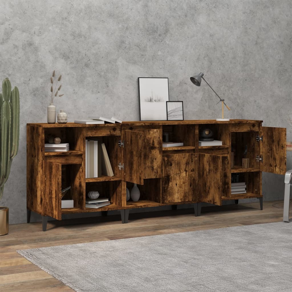 vidaXL Sideboards 3 pcs Smoked Oak 60x35x70 cm Engineered Wood 3