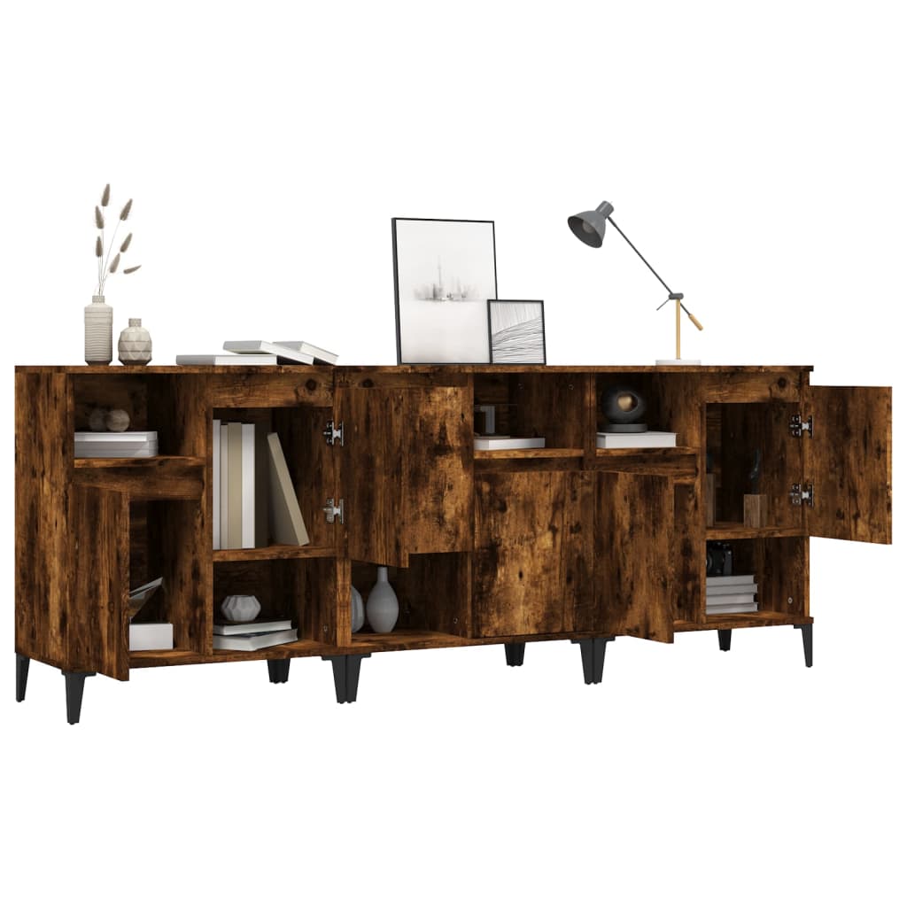 vidaXL Sideboards 3 pcs Smoked Oak 60x35x70 cm Engineered Wood 4