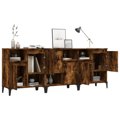 vidaXL Sideboards 3 pcs Smoked Oak 60x35x70 cm Engineered Wood 4