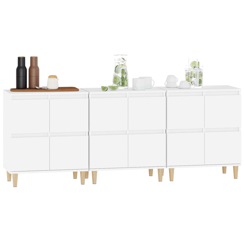 vidaXL Sideboards 3 pcs White 60x35x70 cm Engineered Wood 4