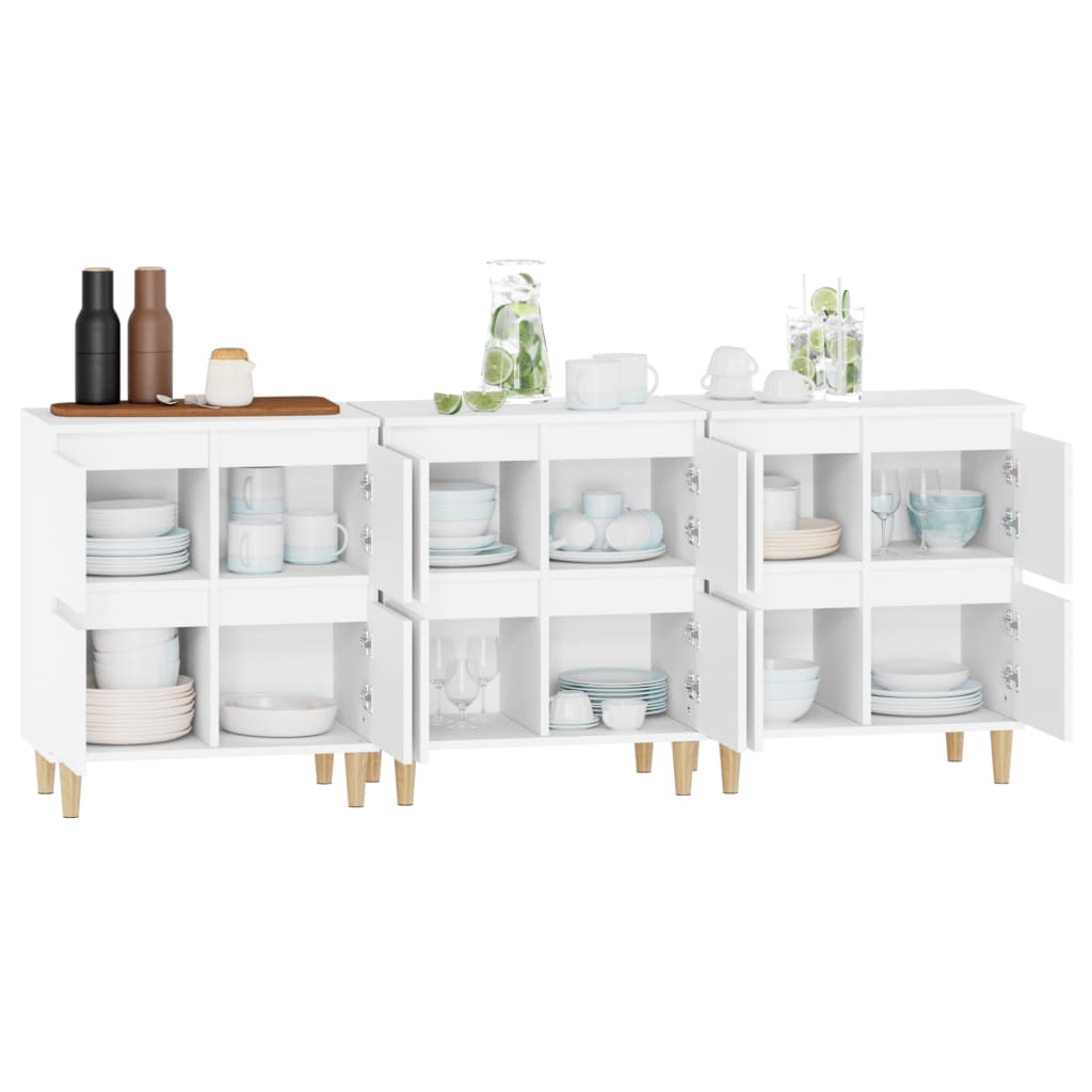 vidaXL Sideboards 3 pcs White 60x35x70 cm Engineered Wood 5