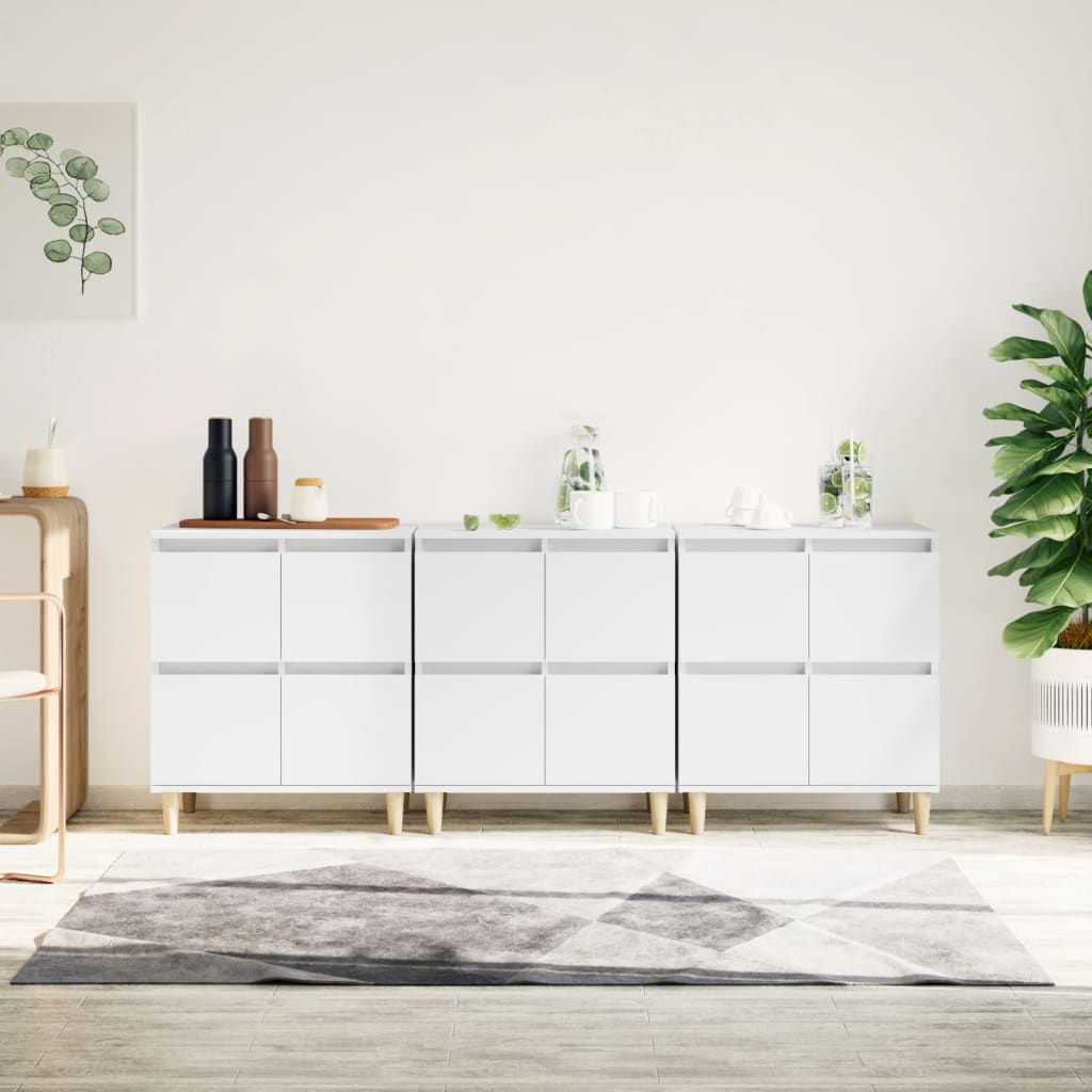 vidaXL Sideboards 3 pcs White 60x35x70 cm Engineered Wood 1