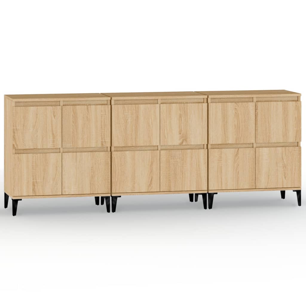 vidaXL Sideboards 3 pcs Sonoma Oak 60x35x70 cm Engineered Wood 2