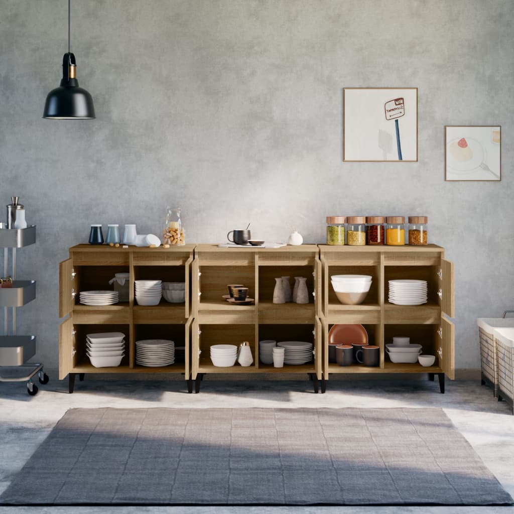 vidaXL Sideboards 3 pcs Sonoma Oak 60x35x70 cm Engineered Wood 3