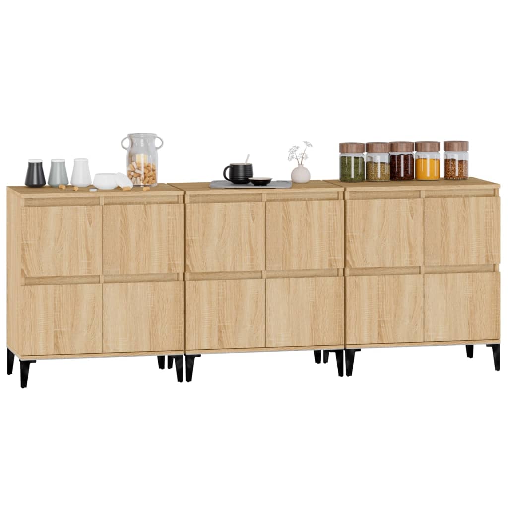 vidaXL Sideboards 3 pcs Sonoma Oak 60x35x70 cm Engineered Wood 4