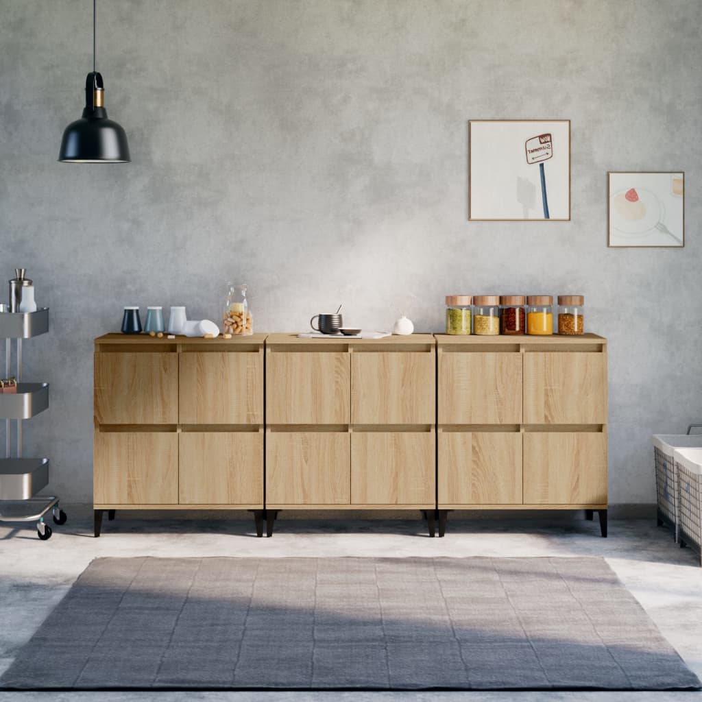 vidaXL Sideboards 3 pcs Sonoma Oak 60x35x70 cm Engineered Wood 1