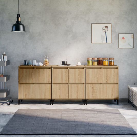 vidaXL Sideboards 3 pcs Sonoma Oak 60x35x70 cm Engineered Wood 1