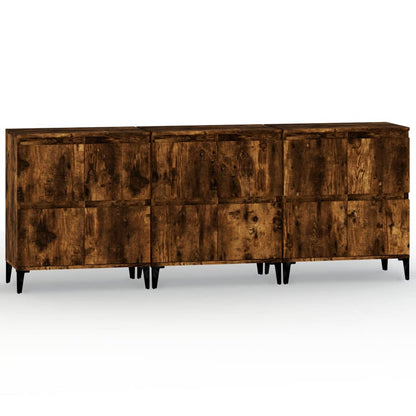 vidaXL Sideboards 3 pcs Smoked Oak 60x35x70 cm Engineered Wood 2
