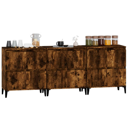 vidaXL Sideboards 3 pcs Smoked Oak 60x35x70 cm Engineered Wood 4
