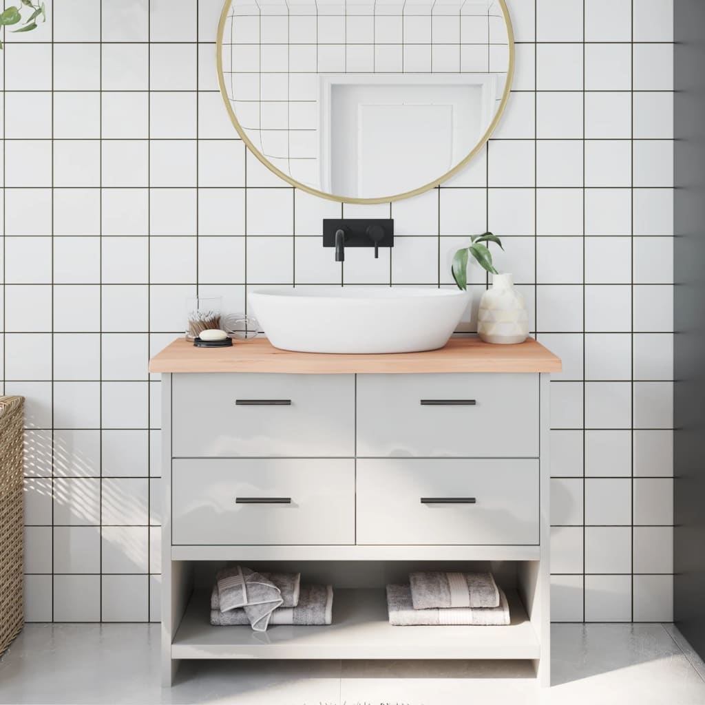 Bathroom Countertop 40x40x(2-4) Untreated Solid Wood Natural 100 cm