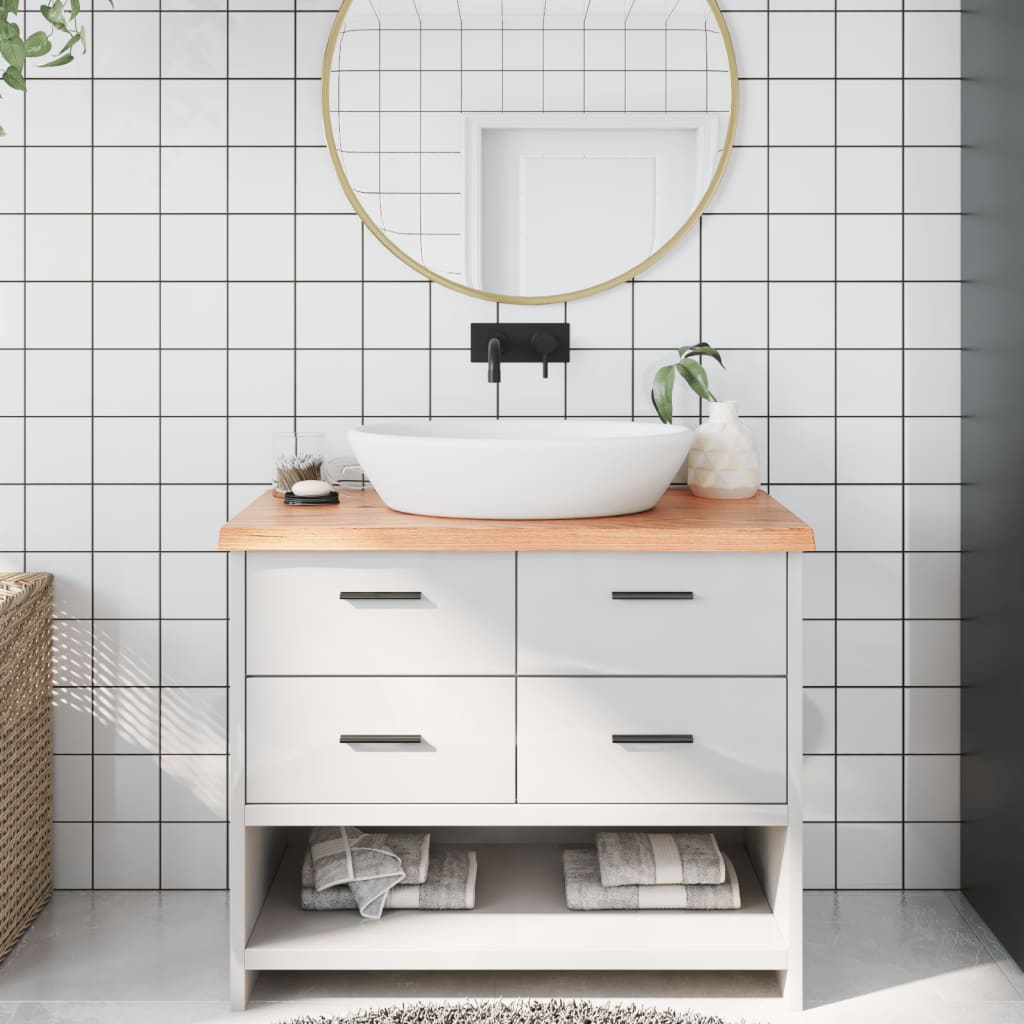 Bathroom Countertop 40x40x(2-4) Solid Wood Light Brown 100 cm