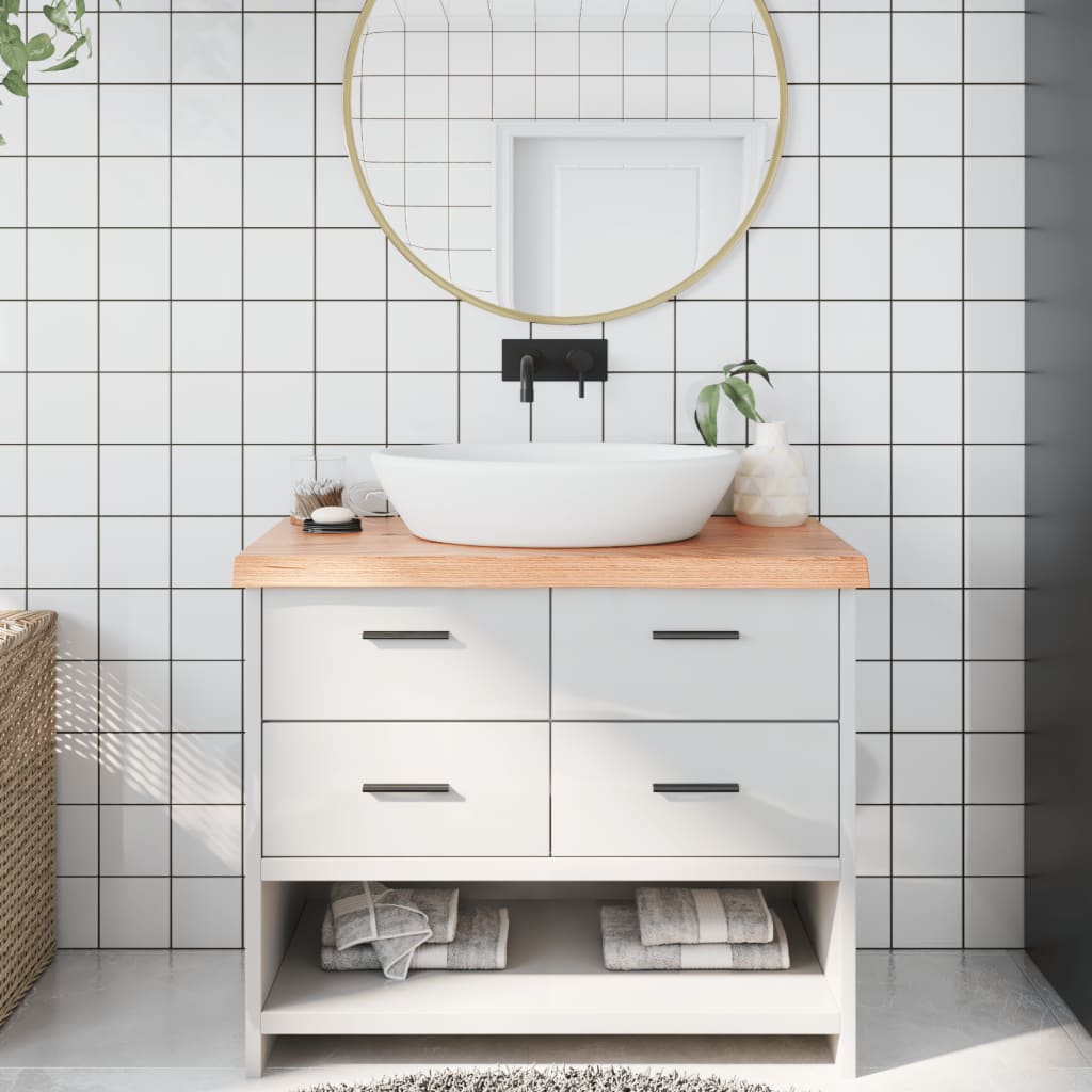 Bathroom Countertop 60x40x(2-6) Solid Wood Light Brown 100 cm