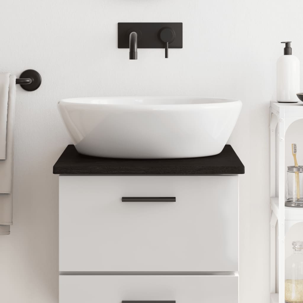 Bathroom Countertop Treated Solid Wood Dark Brown Height 2 cm 40 cm 50 cm