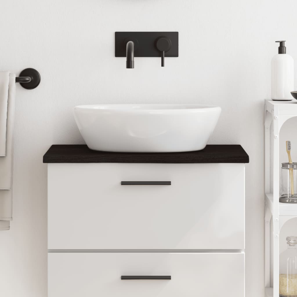 Bathroom Countertop Treated Solid Wood Dark Brown Height 2 cm 60 cm 40 cm