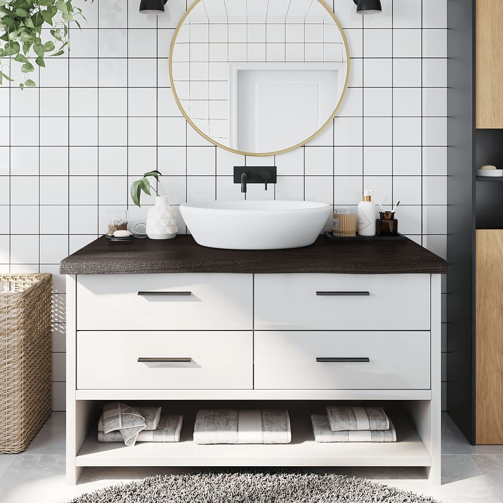 Bathroom Countertop 100x50x(2-6) Solid Wood Dark Brown 100 cm