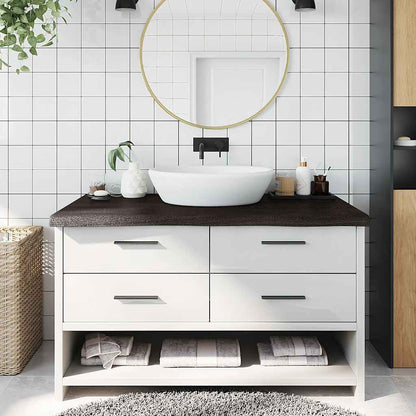 Bathroom Countertop 100x60x(2-6) Solid Wood Dark Brown 100 cm