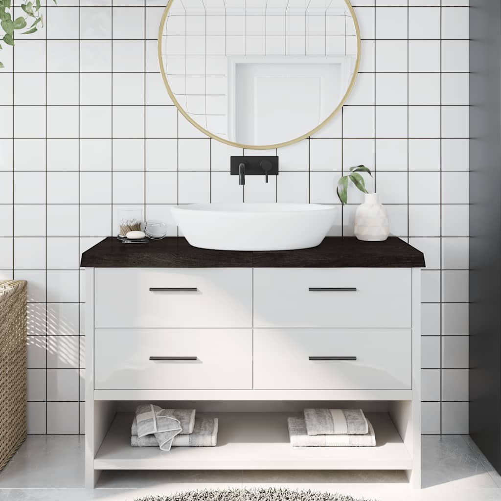 Bathroom Countertop 100x50x(2-6) Solid Wood Dark Brown 120 cm