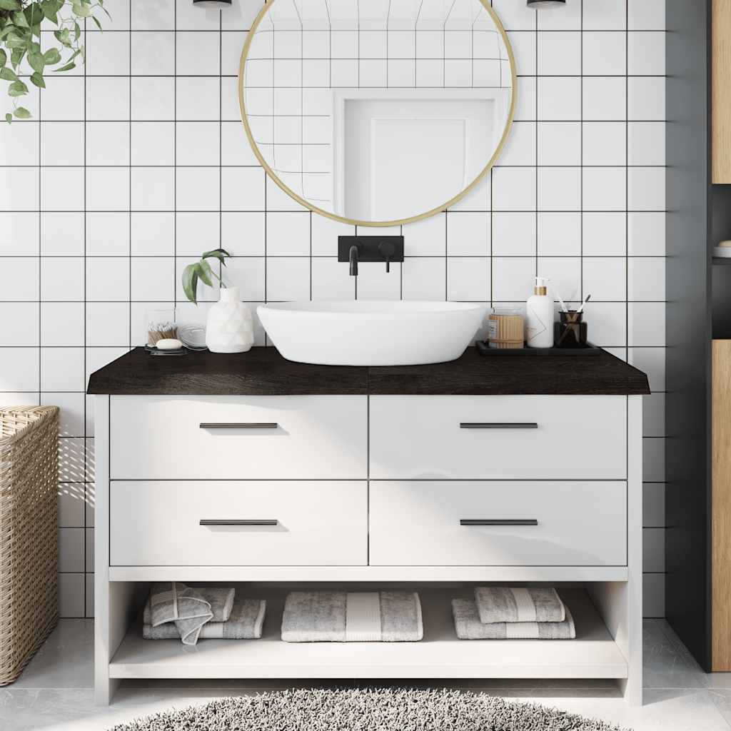Bathroom Countertop 100x60x(2-6) Solid Wood Dark Brown 140 cm