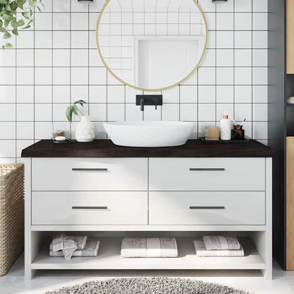 Bathroom Countertop 100x60x(2-6) Solid Wood Dark Brown 160 cm
