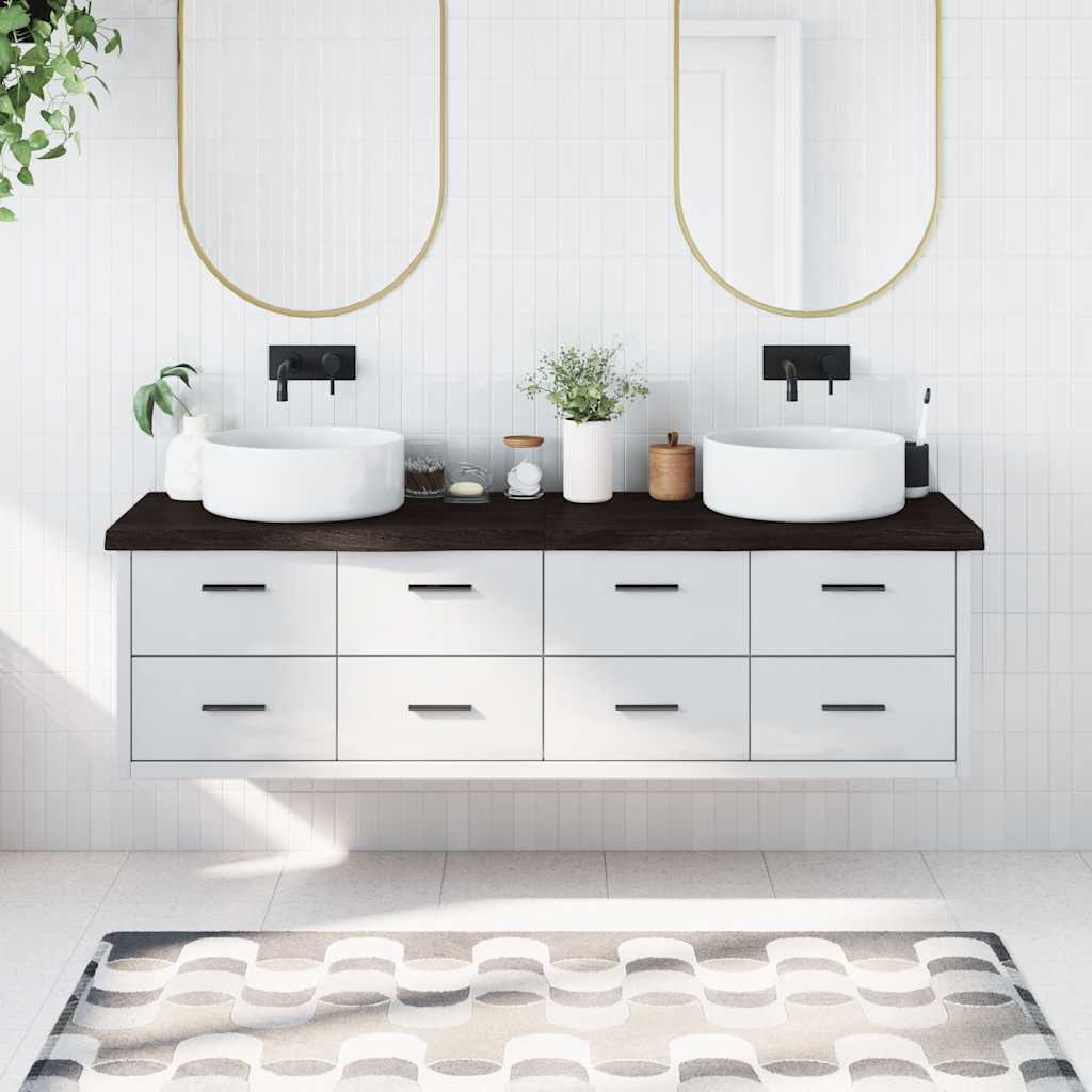 Bathroom Countertop 100x50x(2-6) Solid Wood Dark Brown 180 cm