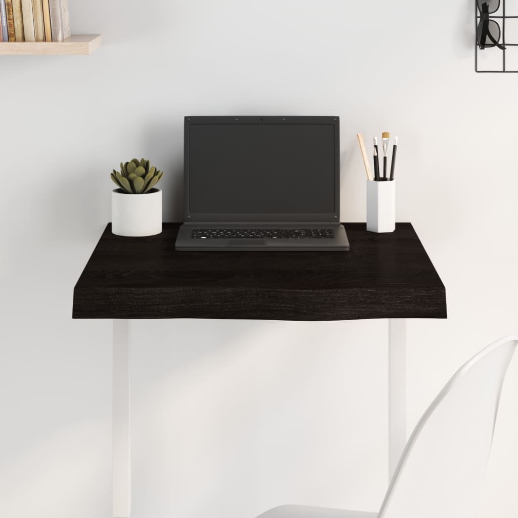 Table Top 60x60x(2-6) Treated Solid Wood Oak Dark Brown 60 cm
