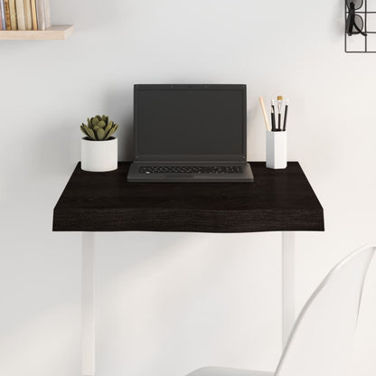 Table Top 60x60x(2-6) Treated Solid Wood Oak Dark Brown 60 cm