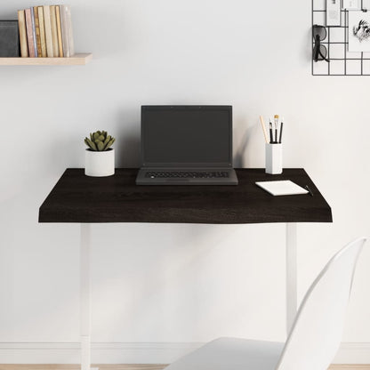 Table Top 60x60x(2-4) Treated Solid Wood Oak Dark Brown 80 cm
