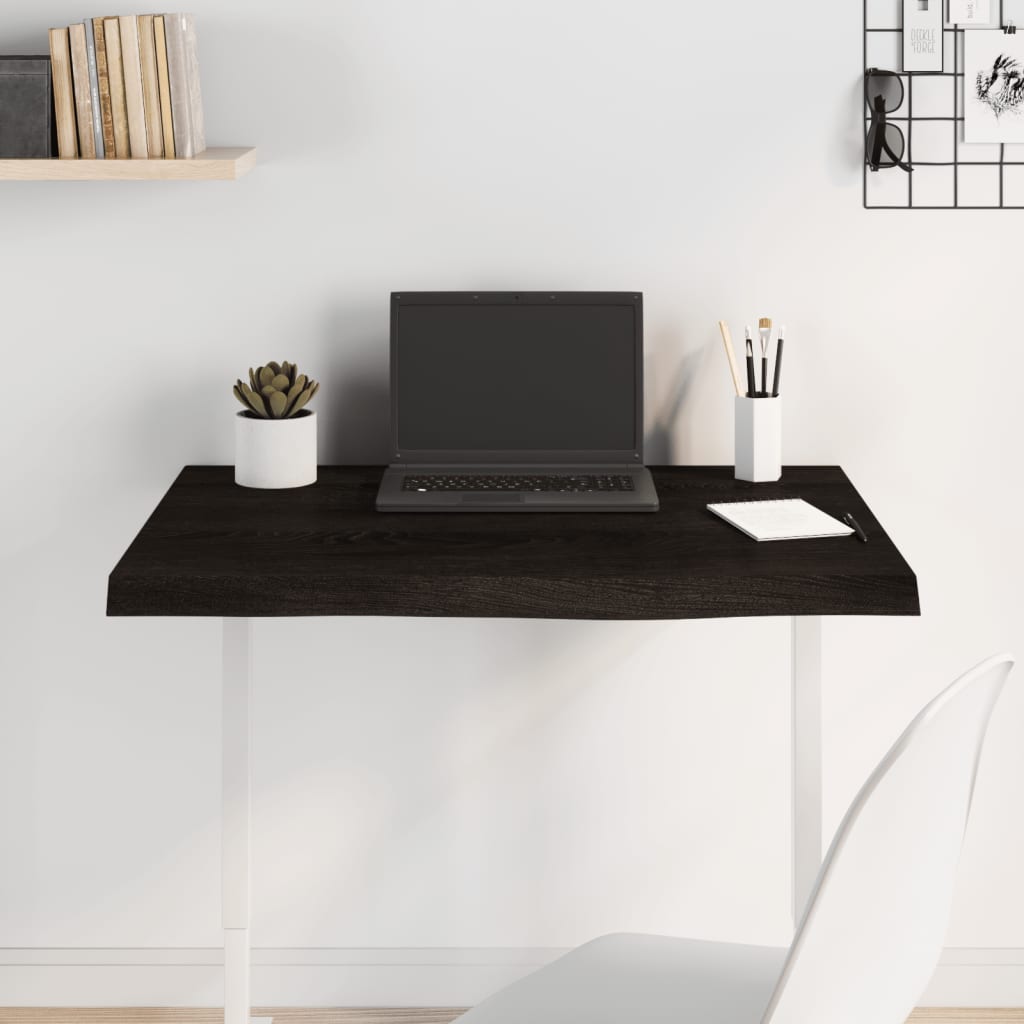 Table Top 60x60x(2-6) Treated Solid Wood Oak Dark Brown 80 cm