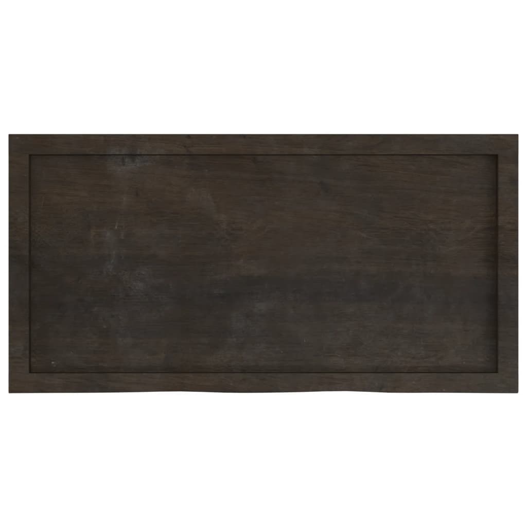 Table Top 60x50x(2-6) Treated Solid Wood Oak Dark Brown 100 cm