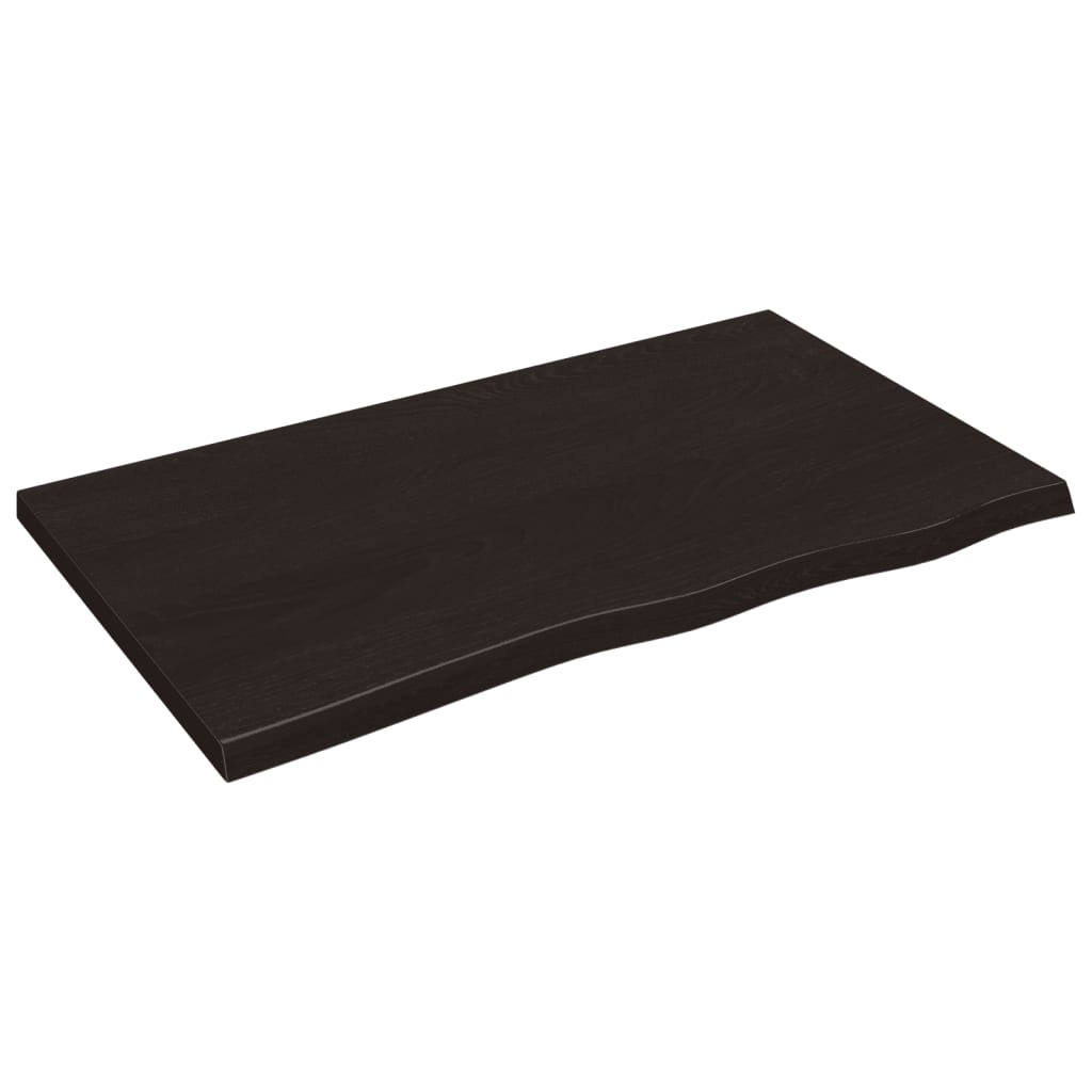 Table Top 60x60x(2-4) Treated Solid Wood Oak Dark Brown 100 cm
