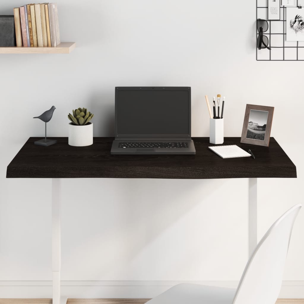 Table Top 60x60x(2-4) Treated Solid Wood Oak Dark Brown 100 cm