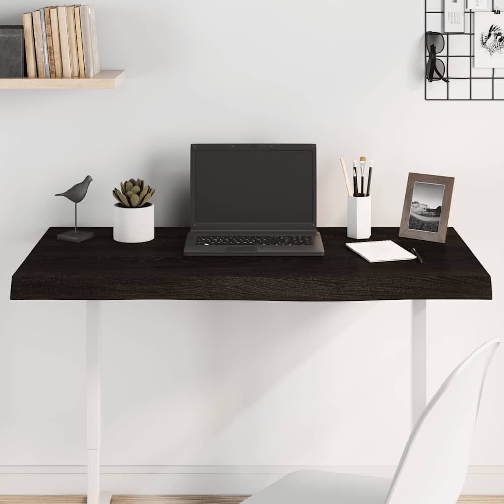 Table Top 60x60x(2-6) Treated Solid Wood Oak Dark Brown 100 cm